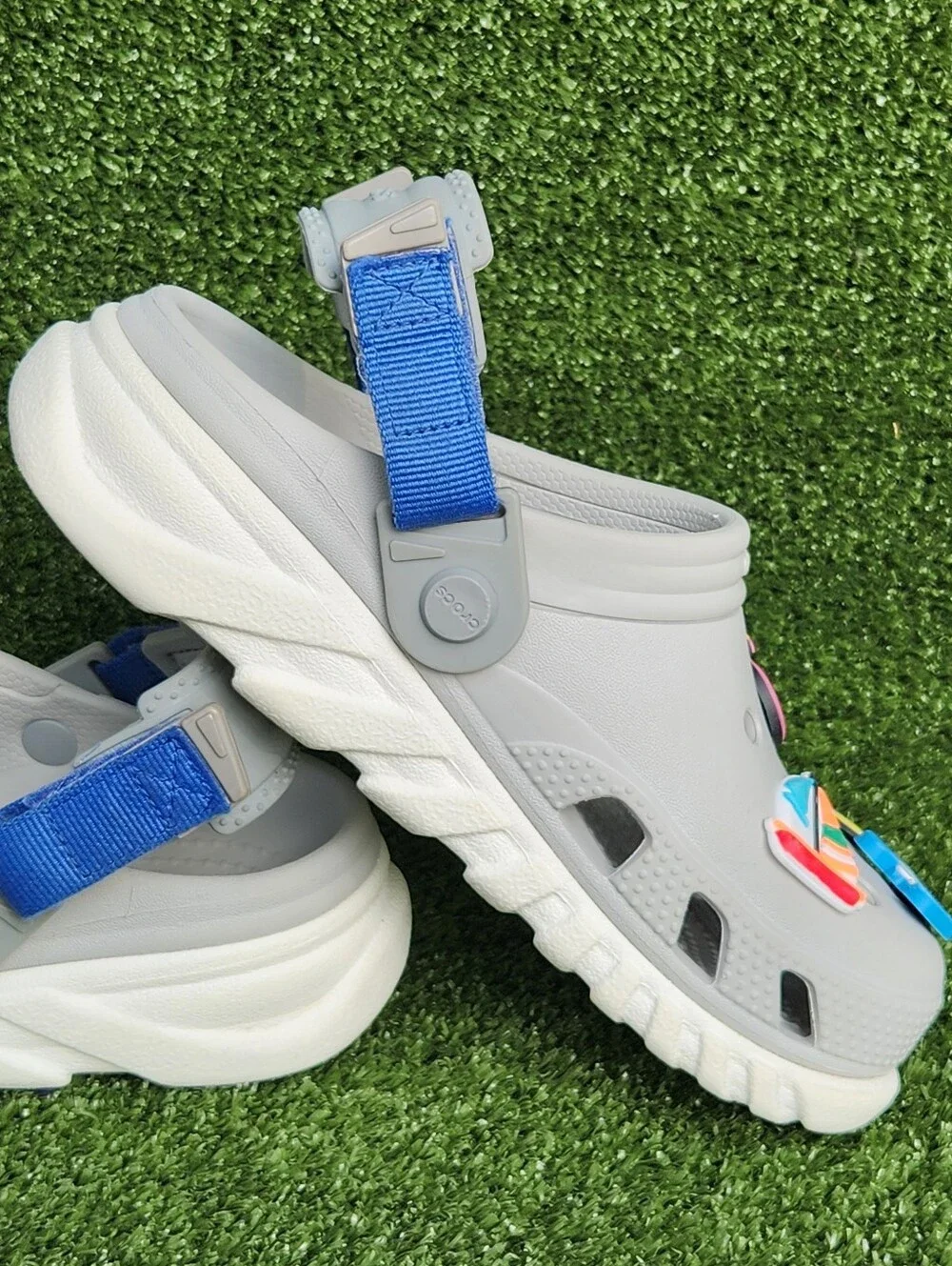 Crocs Kids' Boys Duet Max II Gray Clogs Size 2 Slip-on Comfort Sandals -Jibbitzs